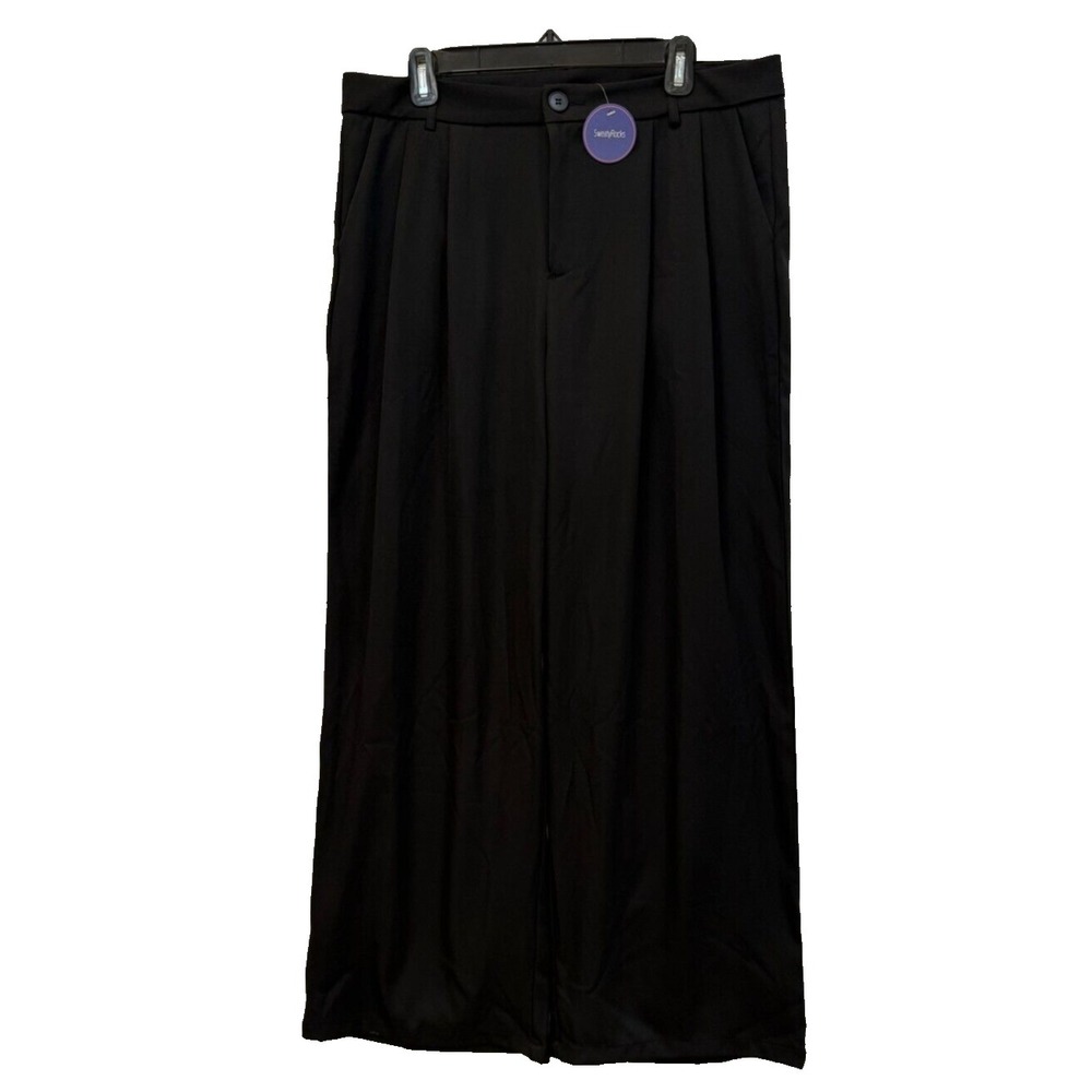 NWT Sweaty Rocks Size XL Wide Leg High Waist Boot Cut Pleated Pants Black